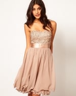 Taupe sequinned dress at Asos