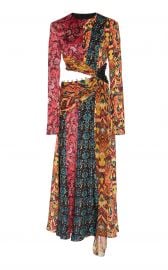 Taxila Cutout Patchwork-Effect Silk Midi Dress at Moda Operandi