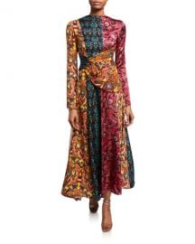 Taxila Floral Mix-Print Cutout Dress at Bergdorf Goodman