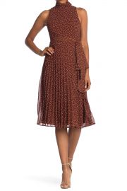 Taylor   Chiffon Dot Mock Neck Dress   Nordstrom Rack at Nordstrom Rack