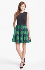 Taylor Dresses Mixed Media Fit andamp Flare Dress at Nordstrom