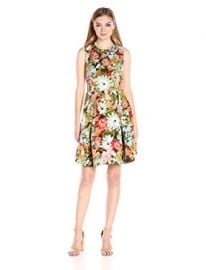 Taylor Dresses Vintage Floral Ottoman Fit and Flare Split Shoulder Detail at Amazon
