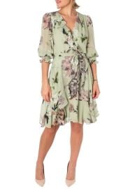 Taylor Dressses Floral Ruffle Faux Wrap Dress at Macys