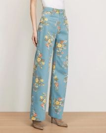 Taylor Floral Wide-Leg Jean in Garden Bouquet at Veronica Beard