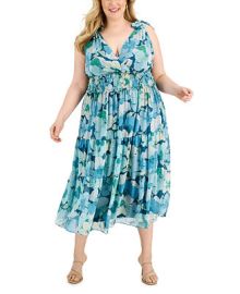 Taylor Plus Size Printed Smocked-Waist Maxi Dress  Reviews - Dresses - Plus Sizes - Macys at Macys