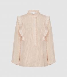 Taylor Ruffle Detail Jacquard Blouse by Reiss at Reiss