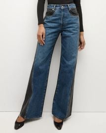 Taylor Two-Tone Wide-Leg Jean in Blue Moon Colorblock at Veronica Beard