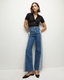 Taylor Two-Tone Wide-Leg Jean in Neptune at Veronica Beard