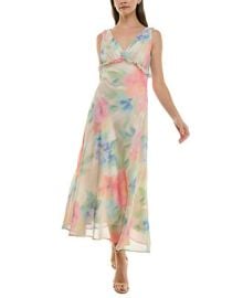 Taylor Womens Watercolor-Print Chiffon Ruffled Dress - Macys at Macys