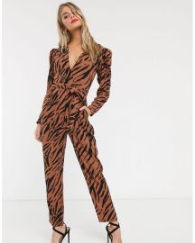 Tea Jumpsuit in Tiger Print by ASOS at ASOS