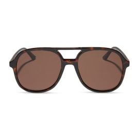 Teagan Aviator Sunglasses Dark Tortoise amp Brown DIFF Eyewear at Diff