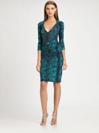 Teal Python Print Dress at Roberto Cavalli