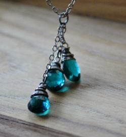 Teal Quartz Necklace by BlueSoulDesigns at Etsy