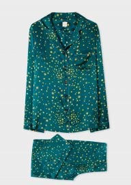 Teal Stars Print Silk Pyjama Set by Paul Smith at Paul Smith