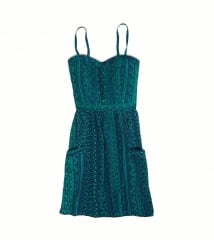 Teal and navy print dress at American Eagle