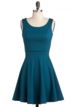 Teal blue dress with button back at Modcloth