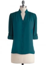 Teal button front shirt at ModCloth at Modcloth