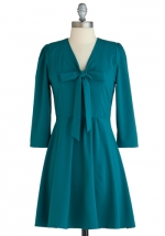 Teal green bow front dress at Modcloth