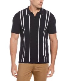 Tech Knit Vertical Stripe Zip Polo at Perry Ellis