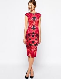 Ted Baker  Ted Baker Dress Midi Dress in Jungle Orchid Print at Asos