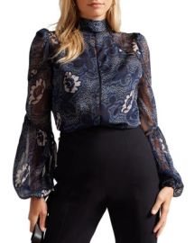 Ted Baker Bernot Printed Ladder Trim Blouse Bloomingdales at Bloomingdales