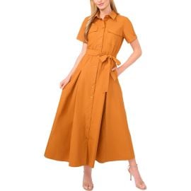 Ted Baker Box Pleat Tie Belt Cotton Maxi Shirtdress at Nordstrom