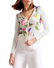 Ted Baker Chantri Printed Woven Front Cardigan Bloomingdales at Bloomingdales