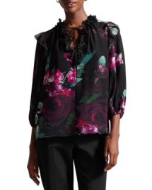 Ted Baker Faiziaa Long Sleeve Corsage Tie Top Bloomingdales at Bloomingdales