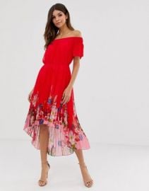 Ted Baker Gillyy bardot dress in berry sundae   ASOS at Asos