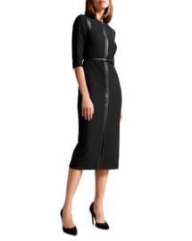 Ted Baker Halleid Faux Leather Trim Pencil Dress Bloomingdales at Bloomingdales