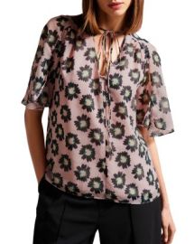 Ted Baker Harlynn Tie Neck Split Sleeve Top Bloomingdales at Bloomingdales