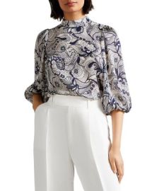 Ted Baker Johsiie Stand Collar Balloon Sleeve Top Bloomingdales at Bloomingdales