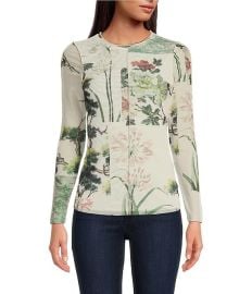 Ted Baker Lareana Floral Mesh Crew Neck Long Sleeve Tee Shirt at Dillards