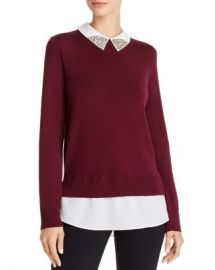 WornOnTV: Veronica’s red sweater with embellished collar and patterned ...