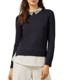 Ted Baker Liayloa Sparkle-Collar Shirttail Sweater   Bloomingdales at Bloomingdales