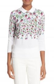 Ted Baker London   x27 Karn  x27  Thistle Print Cotton Sweater   Nordstrom at Nordstrom