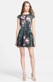 Ted Baker London  Florell  Palm Floral Print Neoprene Skater Dress at Nordstrom