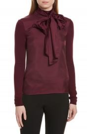 Ted Baker London Babri Tie Neck Mixed Media Sweater at Nordstrom