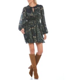 Ted Baker London Chrissy Abstract Print Tie Keyhole Neck Long Blouson Sleeve Pleated Mini Dress  Dillardx27s at Dillards