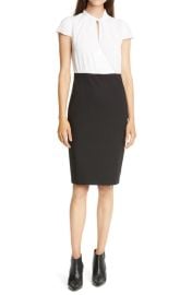 Ted Baker London Daylla Two-Tone Mock Neck Pencil Dress in Ivory at Nordstrom