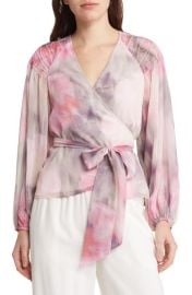 Ted Baker London Emiliah Floral Chiffon Faux Wrap Blouse at Nordstrom