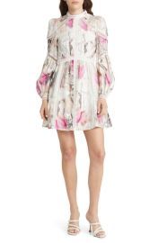 Ted Baker London Fleurz Floral Print Long Sleeve Linen Dress at Nordstrom