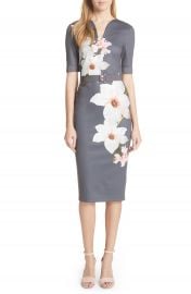 Ted Baker London Floral Print Belted Body-Con Dress at Nordstrom