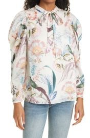 Ted Baker London Floral Print Tie Neck Blouse at Nordstrom