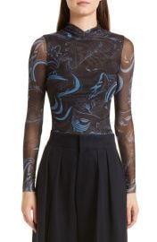 Ted Baker London Judine Swirl Print Mesh Mock Neck Top at Nordstrom