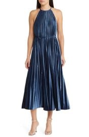 Ted Baker London Kassiah Halter Neck Pleated Satin Midi Dress at Nordstrom