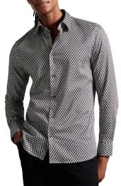 Ted Baker London Laceby Slim Fit Geometric Print Stretch Button-Up Shirt at Nordstrom