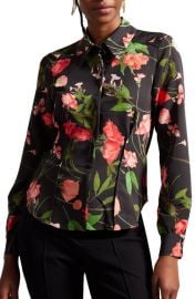 Ted Baker London Meggha Floral Pintuck Satin Shirt at Nordstrom