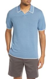 Ted Baker London Mens Durdle Textured Cotton Polo Shirt in Sky Blue at Nordstrom