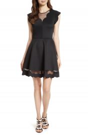 Ted Baker London Mesh Panel Scallop Skater Dress at Nordstrom